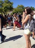 Students making their way through their first brunch.