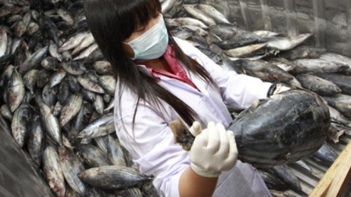 An+official+from+the+THDA+%28Thai+Food+and+Drug+Administration%29+collects+samples+of+fish+imported+from+Japan+to+test+for+radioactivity.
