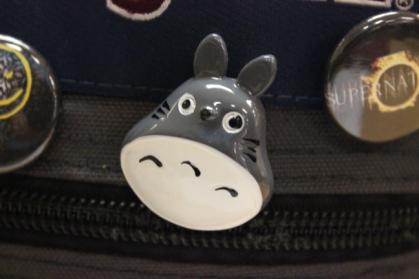 Pin of Totoro on the authors backpack. 