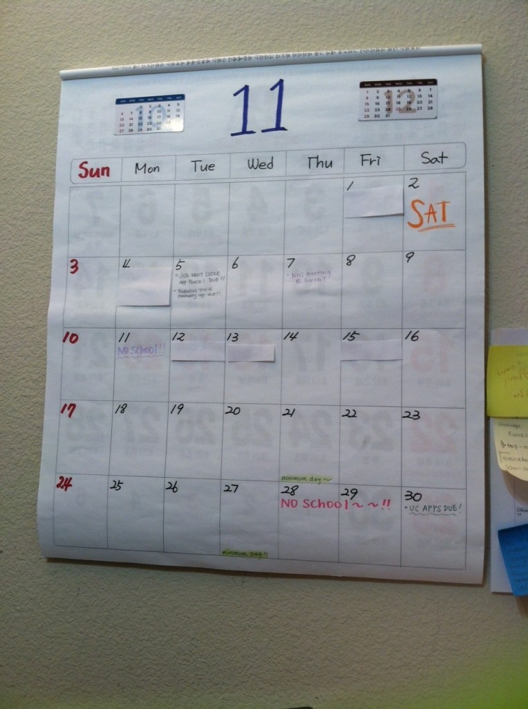 Make a big calendar like the one above to write down all your deadlines. 