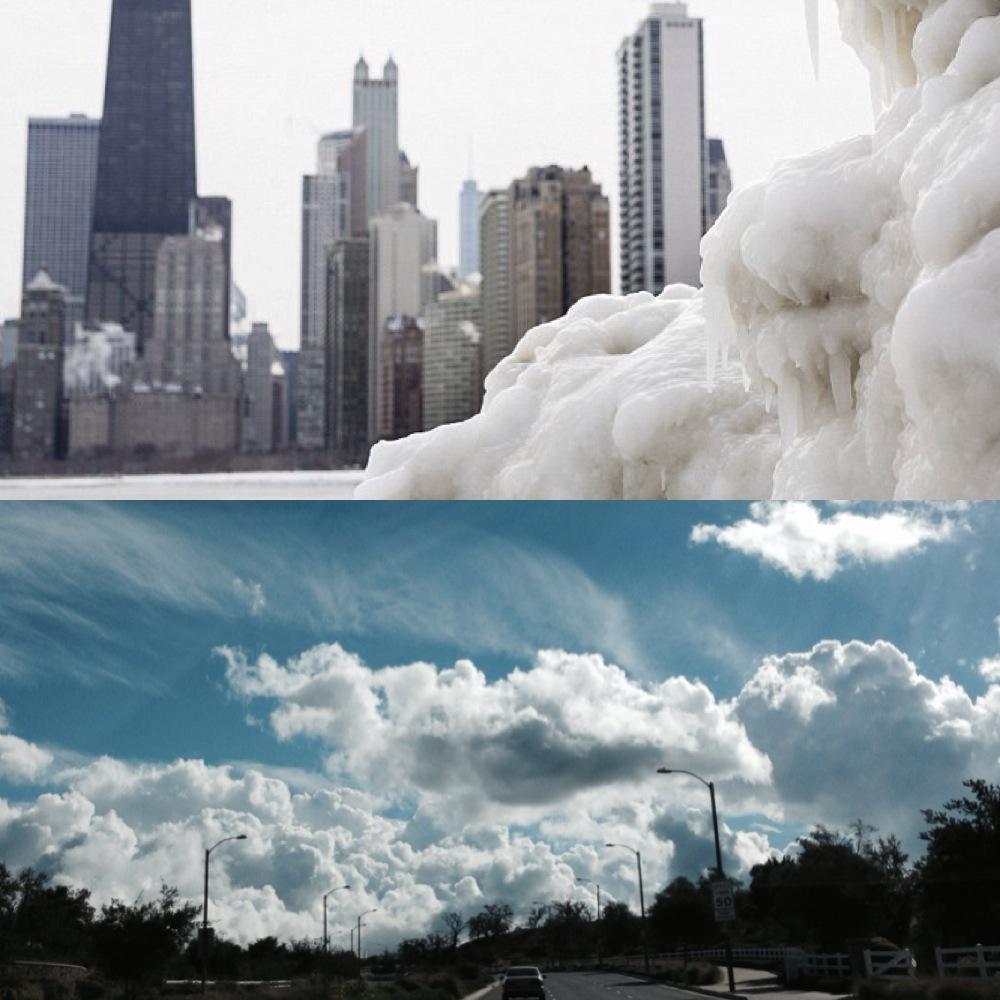 %28Above%29+The+Chicago+skyline+is+seen+behind+a+large+chunk+of+ice+near+North+Avenue+Tuesday%2C+Jan.+7.%0A%28Below%29+Stevenson+Ranch+California%2C+a+typical+winter+day+with+temperatures+at+70+degrees.++%0A