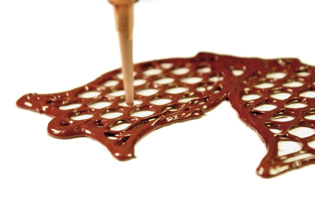 3D printed chocolate from a 3D food printer.