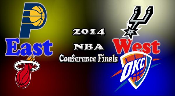 The NBA Conference finals are underway as the Pacers play the Heat and the Spurs play the Thunder.