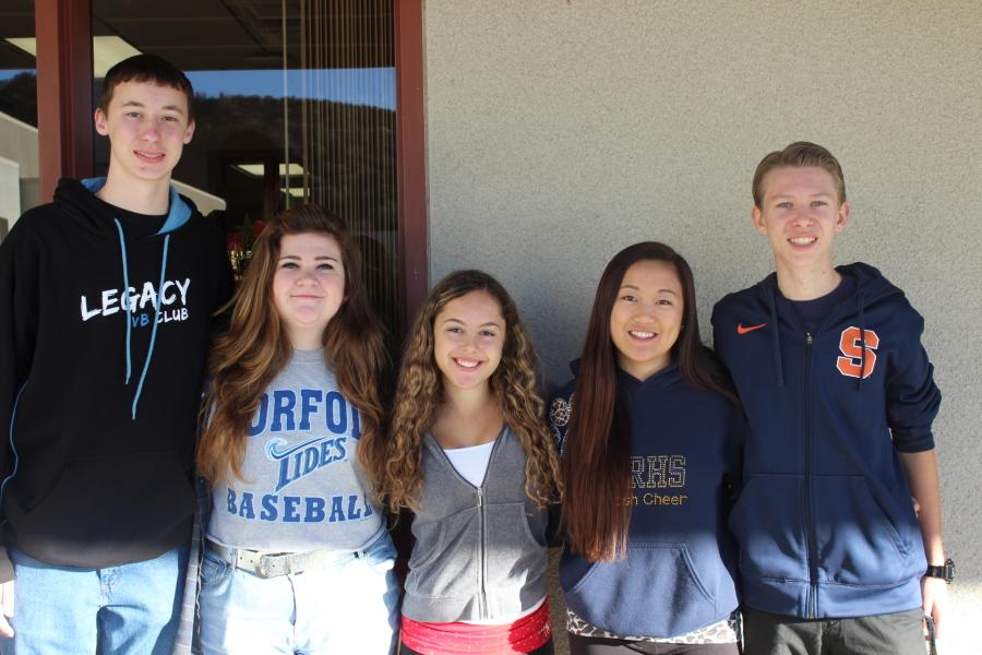 From left to right: Corey Burrill, Carson Bartholomew, Tali Brian, Claudia Lee, Austin Stadt