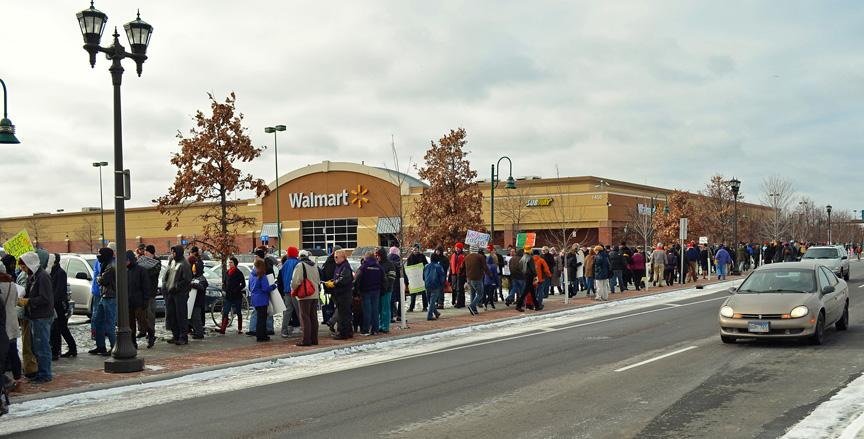 Many customers line up hours before opening time on Black Friday