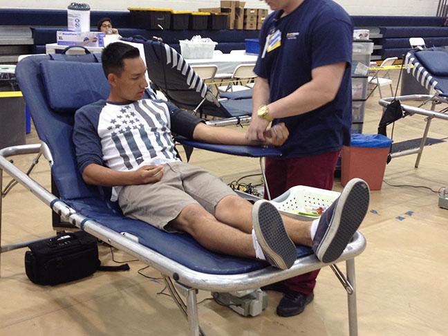 Junior Jordan Arteaga donates his blood. 