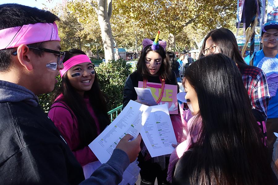 Key Clubbers practice the cheers for the rally.