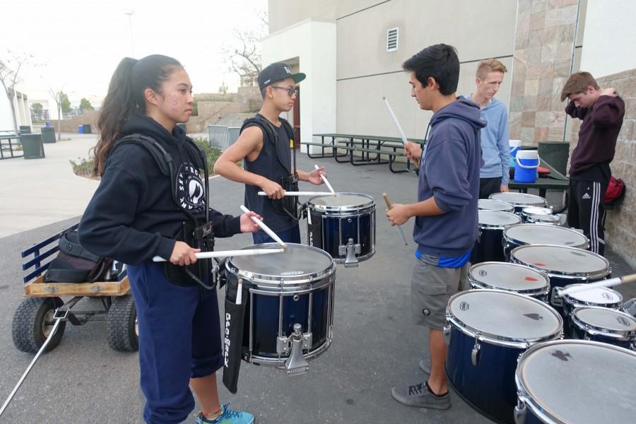 Percussion students rehearse after school for their upcoming competition.