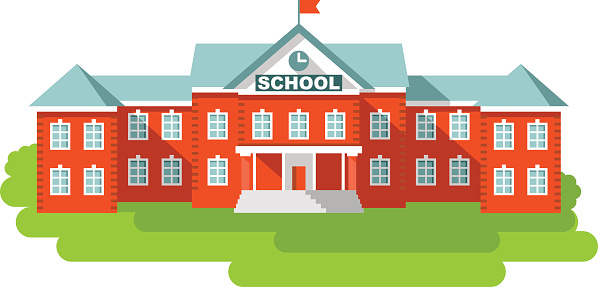 School building in flat style