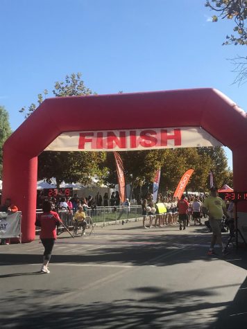 Runners Cross the Finish Line at the Santa Clarita Marathon