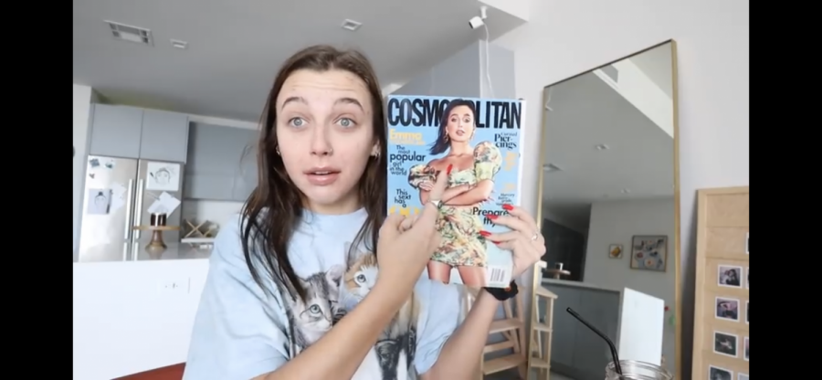 Chamberlain, Emma. (2020). Reacting to her Cosmopolitan Cover. [Image]. Retrieved from https://www.youtube.com/watch?v=2QKt8fAnGPo.