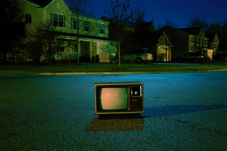 Okay, Frank. turned off vintage CRT television on road